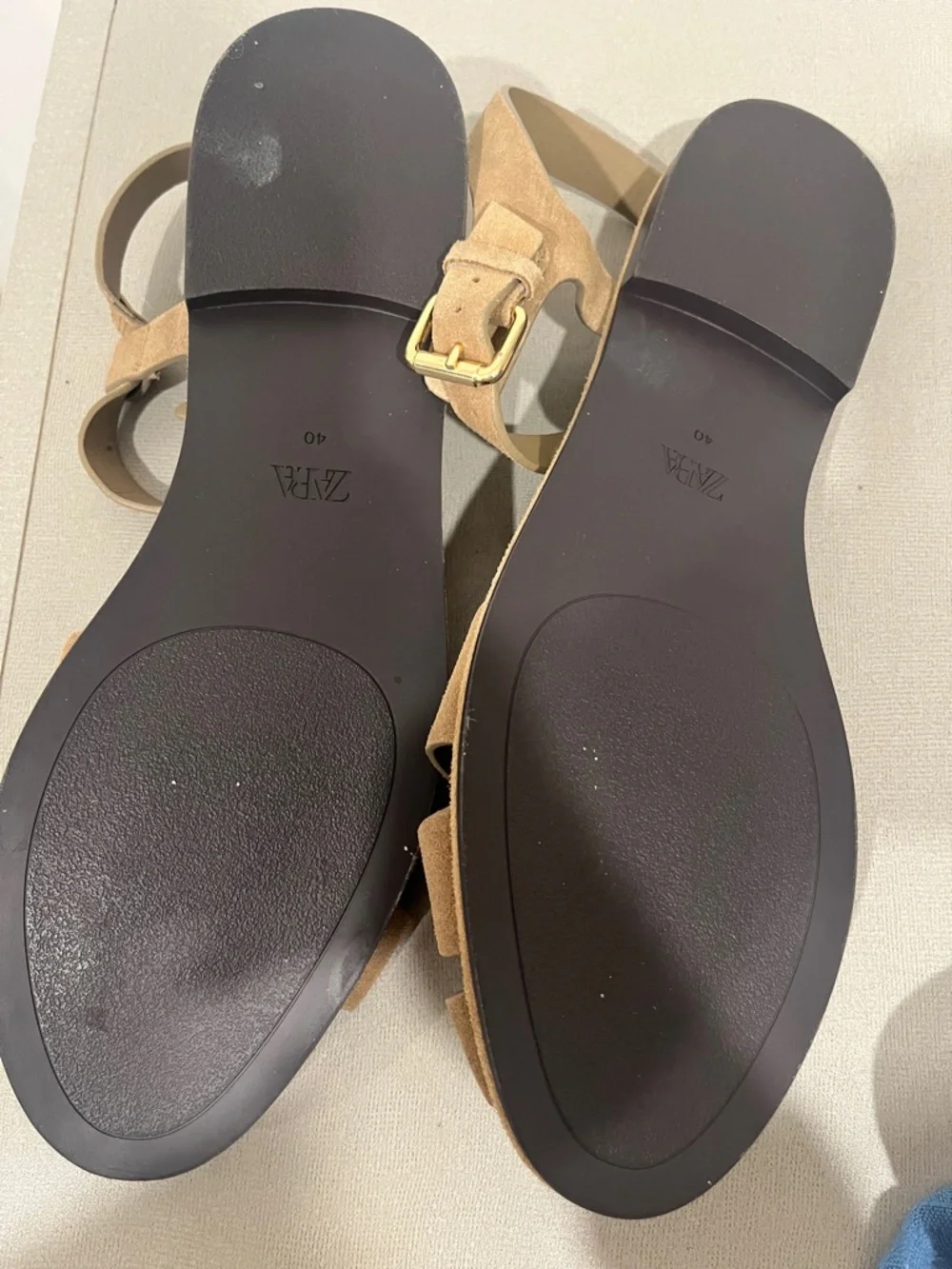 Zara Women’s size 40 Tan Suede Ankle-Strap Sandals - Picture 4 of 4